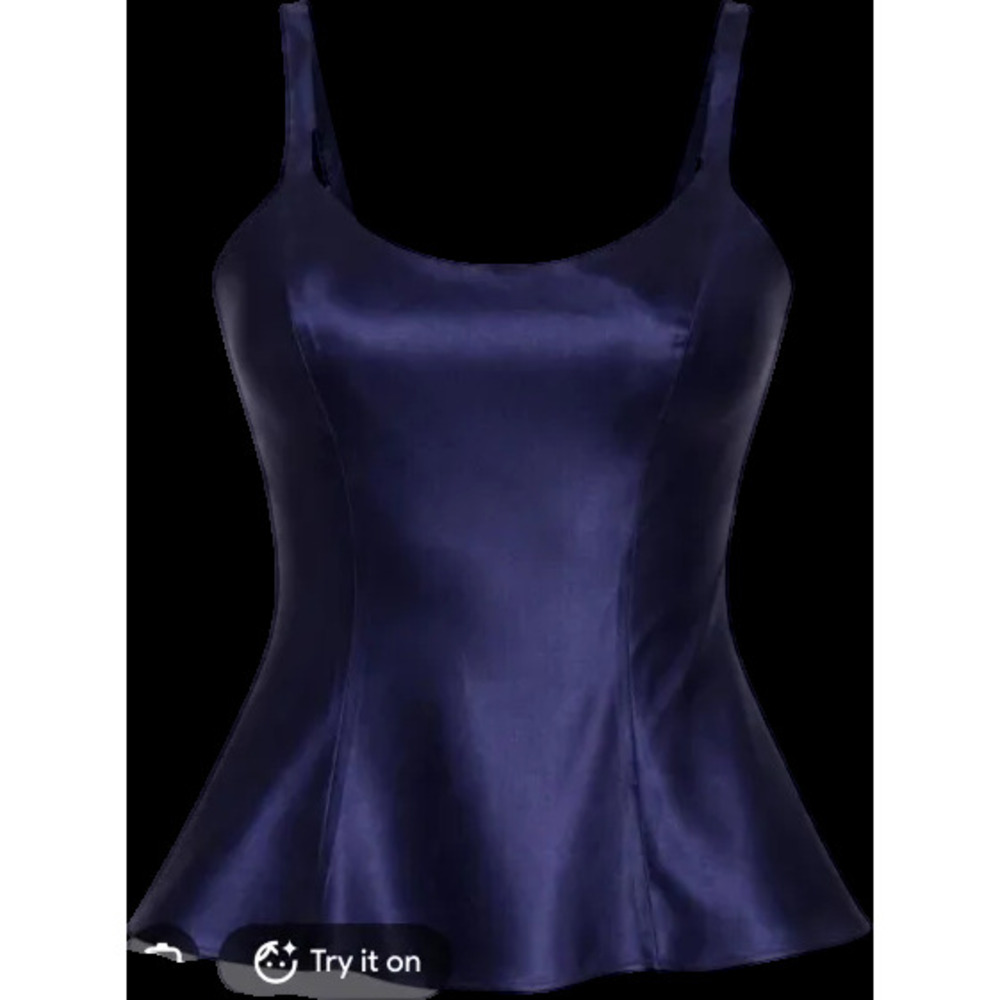 Navy Satin Camisole Top